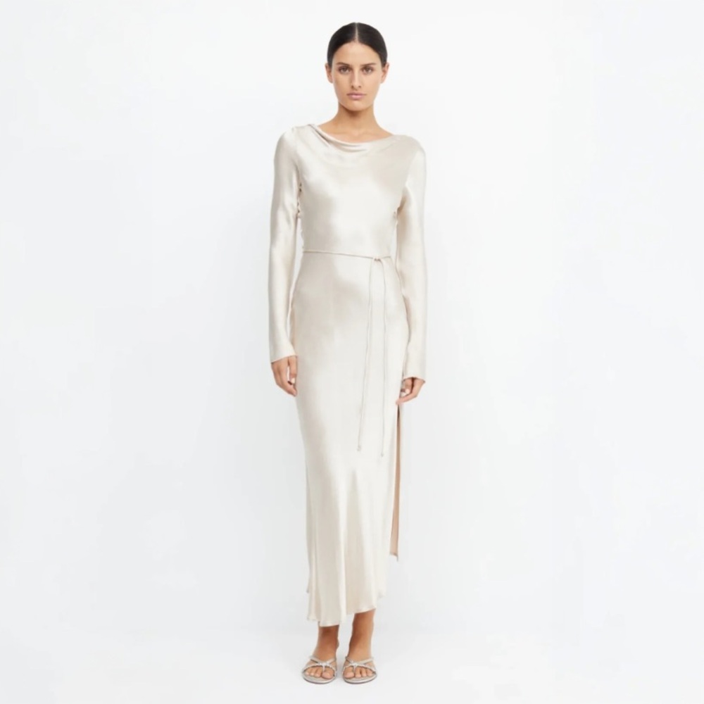 MOON DANCE LONG SLEEVE MAXI DRESS - Sand color